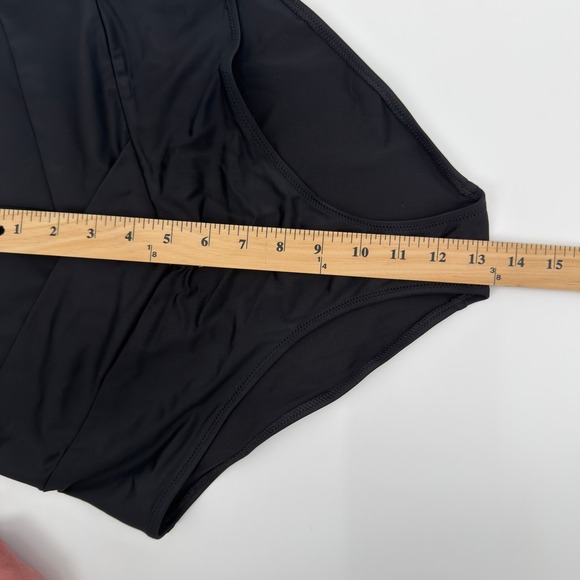 Aerie Black High Waisted Full Coverage Bikini Bottoms Cross Waist Size L NWT - Picture 10 of 11